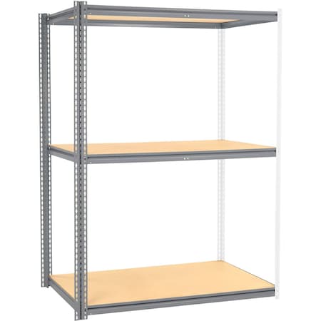 Global Industrial High Cap. Add-On Rack 60Wx36Dx84H 3 Levels Wood Deck 1300 Lb. Per Level GRY 581002GY